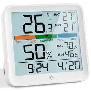HEDAO-higrómetro de temperatura HD5275 con pantalla táctil a color, termómetro para dormitorio