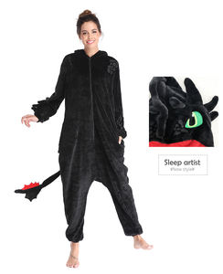 Hot Sale Damen Flanell <span class=keywords><strong>Fleece</strong></span> Onesie Cartoon Dragon Print Nachtwäsche Tier Pyjamas <span class=keywords><strong>Set</strong></span> Mindest bestellmenge 3St - Product Image 4