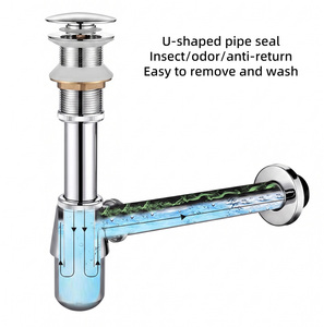 Ensemble <span class=keywords><strong>de</strong></span> <span class=keywords><strong>vidange</strong></span> <span class=keywords><strong>de</strong></span> lavabo en laiton poli pour salle <span class=keywords><strong>de</strong></span> bain, design moderne, garantie 3 ans, comprenant bonde <span class=keywords><strong>de</strong></span> <span class=keywords><strong>vidange</strong></span> en laiton et siphon bouteille - Product Image 6