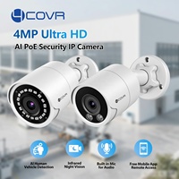 Cámara de Seguridad IP PoE 4COVR 4MP para Exteriores, Impermeable, Tipo Bala, con Detección de Personas y Vehículos por IA, OEM, Visión Nocturna IR