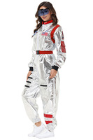 Combinaison d'Halloween pour Adultes, Costume d'Astronaute Argenté, Tenue de Spaceman pour Hommes et Femmes, Costume de Couple, Déguisement de Fête Fantaisie