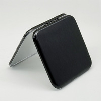Miroir de maquillage portable pliable compact à double face en acier inoxydable incassable personnalisé