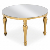Table de banquet ronde de luxe au design moderne en acier inoxydable doré avec plateau en marbre pour hôtel et salon