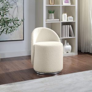 Silla de tocador giratoria DEKO con textura de tela bouclé y estructura de madera para accesorios de <span class=keywords><strong>cocina</strong></span> y muebles para el hogar - Product Image 2