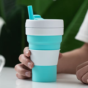 <b>12OZ</b> Silicone Foldable Water <b>Cup</b> Portable Travel Sports Outdoor Camping <b>Coffee</b> <b>Cup</b> Accompanying Water <b>Cup</b> Drop Shipping - Product Image 2