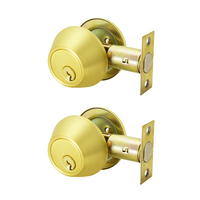 Serrure de porte à pêne dormant à cylindre simple ou double, étanche, durable, écologique, finition laiton antique, bouton en acier inoxydable, déverrouillage par clé