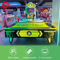 Mesa de Hockey de Aire Interactiva Comercial para 2-4 Jugadores, Multidisco, con Monedas, Dispensador de Tickets, Pantalla LCD de 17 Pulgadas para Centros de Juego