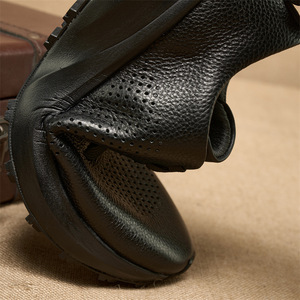 Chaussures décontractées en cuir véritable à lacets, bout rond, semelle extérieure en caoutchouc, semelle intermédiaire antidérapante en EVA, toutes saisons - Product Image 5
