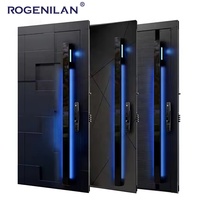 Porta d'Ingresso Moderna in Alluminio Rogenilan, Porta di Sicurezza Antieffrazione con Intaglio 3D per Villa