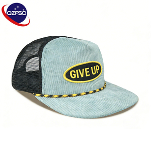 QZFSO Gorra de Béisbol Personalizada de Alta Calidad con Bordado 3D, Visera Plana, Malla y Cierre Ajustable, Gorra de Verano de Pana de 5 Paneles, Gorra Trucker de Pana - Product Image 1