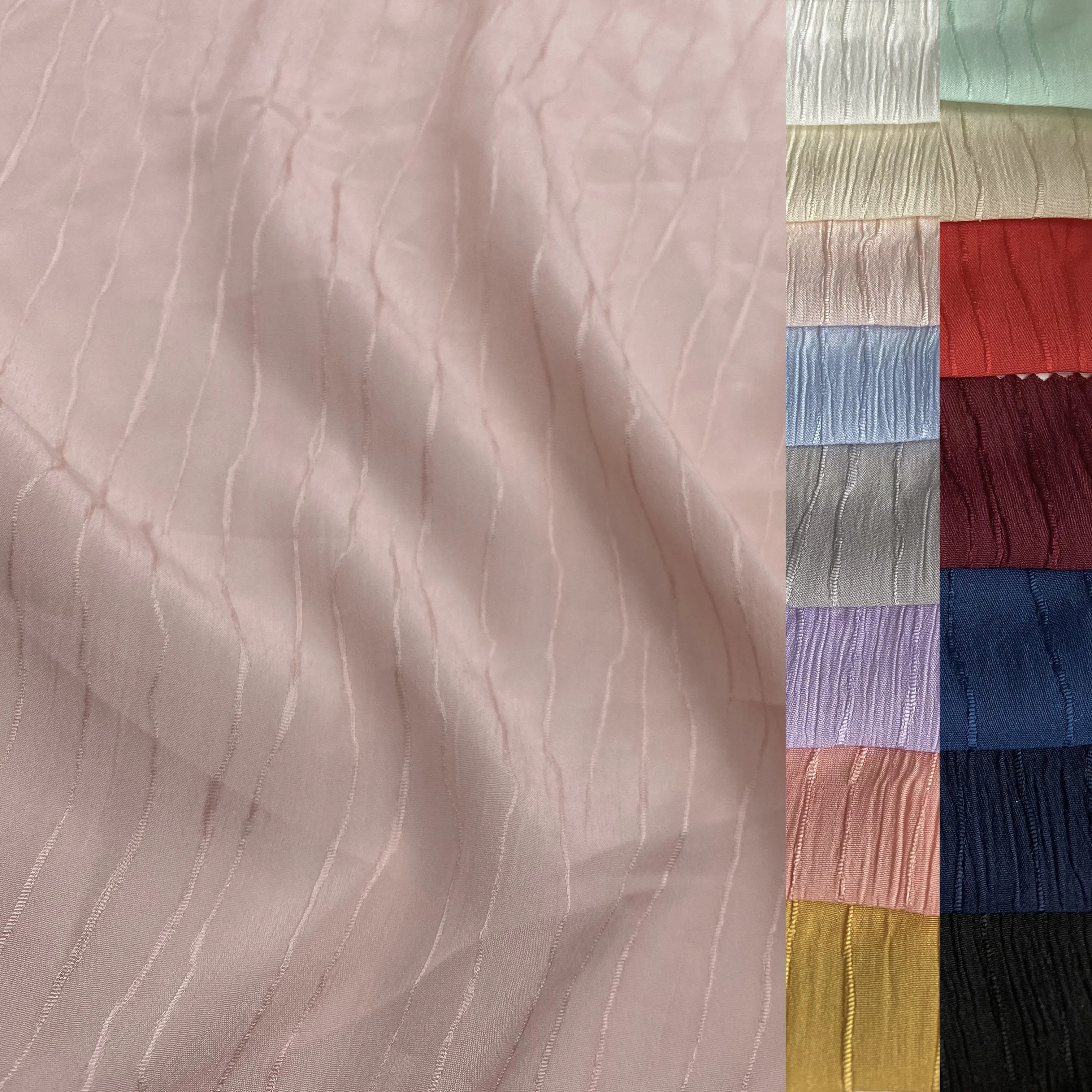 100% Polyester Großhandel Lager viel billige Stoff mehrfarbig verfügbar reine Farbe weichen Chiffon Jacquard Stoff für Kleidung