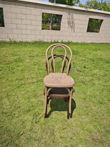 Silla de madera curvada de resina apilable al aire libre para Banquete de boda de hotel restaurante <span class=keywords><strong>vintage</strong></span> moderno con grano de madera - Product Image 4