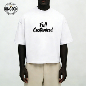 Camisetas Personalizadas de Corte Cuadrado para Hombre, Camiseta de Algodón 100% de Alto Gramaje, Cuello Redondo Acanalado, Estilo Urbano Oversize, Camisetas Cortas de Corte Cuadrado para Hombre - Product Image 1
