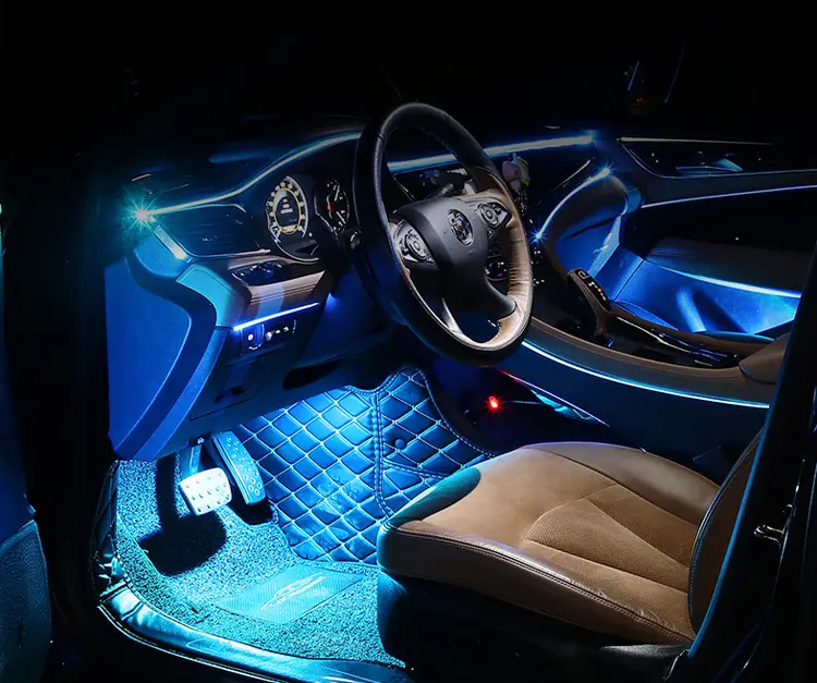 Colori OEM Universal car ambient interior blue white led lights linea di luce fredda