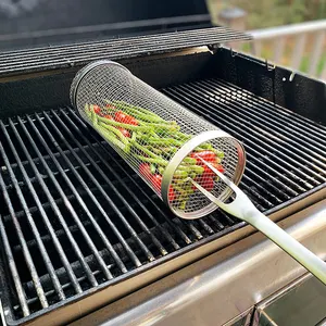 Panier à grillades en acier inoxydable, support roulant pour barbecue, support pour légumes et barbecue