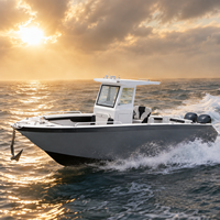 Nouveau Best-seller Bateau de pêche à console centrale en aluminium de 27 pieds, double moteur hors-bord, en alliage 5083, bateau d'extérieur avec vivier, pour la pêche en famille 6 personnes