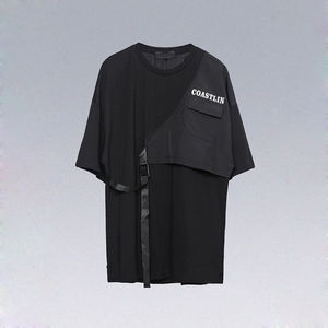 جودة عالية مخصصة كاذبة 2 قطعة تصميم شال سترة الشارع الشهير تي شيرت أسود مع جيب عارضة تي شيرت الرجال - Product Image 5