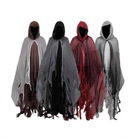 Cape de Cosplay Halloween Grim Reaper, Costume de Squelette, Cape Rétro Médiévale pour Maison Hantée, Robe d'Horreur, Tenue de Zombie Unisexe Adulte