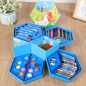 Set Alat Lukis untuk Anak-anak dengan Kemasan Kotak Kustom, Bahan Warna-warni, Krayon Kartun, Set Lukis Cat Air - Product Image 1