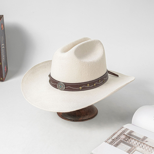Linglong nueva moda OEM personalizado <span class=keywords><strong>australiano</strong></span> 100% lana personalizado moda Cattleman fieltro Fedora sombreros ala plana enrollable BRIM sombrero - Product Image 4