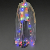 Cape de sorcière lumineuse en maille noire, manteau coloré brillant, tenue de déguisement pour femmes adultes, accessoires de fête d'Halloween