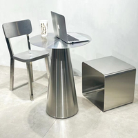Table d'appoint pliable en acier inoxydable de style industriel, petite table basse moderne de luxe pour restaurants, hôtels et salles à manger