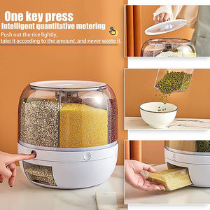360 Degree Rotating Kitchen Plastic <b>Food</b> <b>Storage</b> <b>Container</b> Sealed Rice Dispenser - Product Image 5
