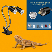 Lampe chauffante double tête pour tortues, lézards et autres reptiles avec LED UVA/UVB à minuterie automatique et supplément de calcium