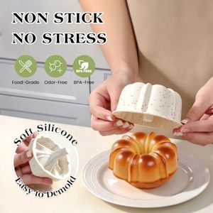 6 moules à gâteau individuels en <span class=keywords><strong>silicone</strong></span> antiadhésifs, mini moules à gâteau mouchetés pour cheesecake et brownie - Product Image 3