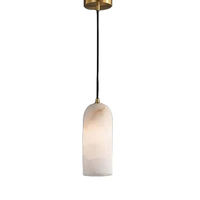 Lustre LED en marbre d'albâtre, luminaire suspendu de luxe pour villa, hôtel, décoration de chambre, bar, design rond en cristal avec télécommande