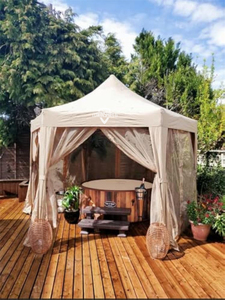 Gazebo <span class=keywords><strong>Plegable</strong></span> Hexagonal Resistente a la Intemperie para Jardín, Fiestas y Jacuzzi, 3.6m X 3m, <span class=keywords><strong>con</strong></span> Laterales de Malla - Product Image 4