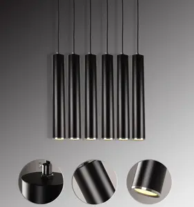 JYLIGHTING Hanging Kitchen Light White Black Golden Length Adjustable Nordic Long Tube Pendant Lights