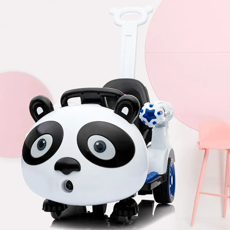 Panda crianças carrinho de quatro rodas elétrico bebê indoor rocking car controle remoto brinquedo carro pode sentar carrinho humano
