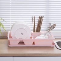Égouttoir à vaisselle en plastique de grande capacité, support de séchage de vaisselle de cuisine avec porte-couverts plateau d'égouttage amovible