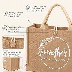 Sac fourre-tout en jute moyen personnalisé avec poignée en coton, sac de plage avec impression sérigraphique et logo personnalisé pour les courses quotidiennes - Product Image 4