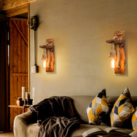 Applique murale LED rétro antique couleur noire lampe de corps en fer vintage avec support en corde de chanvre pour Lighting-WL0277 d'allée intérieure de villa
