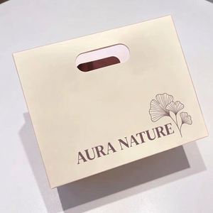 Bolsa de Regalo de Papel Crema Personalizada con Ilustración de Hoja de Ginkgo e Impresión Aura Nature para Empaquetado Minorista de Marca, Venta al Por Mayor - Product Image 1
