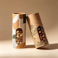 Tube en carton personnalisé avec fenêtre, de qualité alimentaire, rond et cylindrique, pour emballages cadeaux de thé, café, bonbons, biscuits
