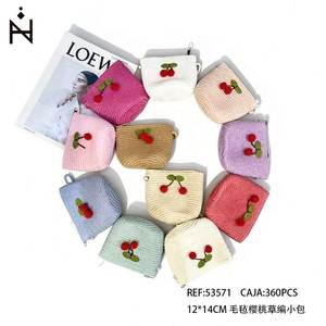 Bolso pequeño de fieltro tejido con diseño de cerezas, 12x14cm, accesorio de moda para mujer - Product Image 3