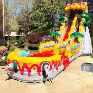 Commercial Outdoor & Indoor <b>Inflatable</b> PVC T-Rex Water Slide Jumping Bounce <b>House</b> for Kids Parties - Product Image 1