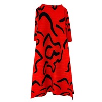 Robe longue plissée élégante pour femme, grande taille, imprimé mode africaine, collection été 2026 Miyake – Nouveauté très prisée