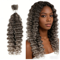 Extensions de cheveux humains vierges 100% naturels, ondulés profonds sel et poivre, longueur personnalisée, 18 pouces, pour tresses, lots en gros à vendre