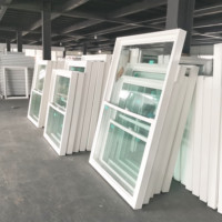 Fenêtre à double battant en PVC au design moderne avec moustiquaire magnétique, facile à utiliser, économe en énergie, coulissante verticalement, verre de sécurité pour cuisine