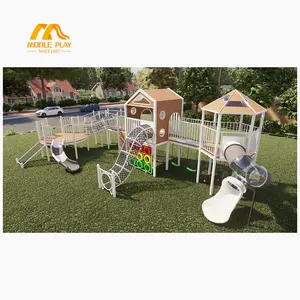 Parque infantil combinado com tema natureza, playground deslizante