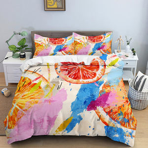 夏季水果羽绒被套花卉3D数码印花七彩绽放七彩花朵床上用品套装带枕套 - Product Image 6