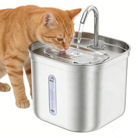 Dispensador Automático de Agua para Gatos de 2.5L, Bebedero de Acero Inoxidable con Chorro de Agua para Gatos, Perros y Pájaros