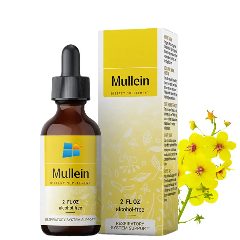 منتجات OEM/ODM/OBM الأكثر مبيعًا قطرات Mullein لدعم المناعة قطرات مستخرج أوراق Mullein لعلاج السموم في الرئة ودعم الجهاز التنفسي