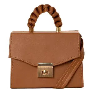 Bolso Bandolera Vintage Fana Taisha, Color Camel, Cuero PU Liso, Cierre de Hebilla Giratoria, Uso Diario de Verano - Product Image 4