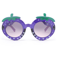 Lunettes de soleil pour enfants, couleur personnalisée, transparentes, pailletées, rose fraise, protection UV, mignonnes, dessin animé, lunettes de fête pour enfants