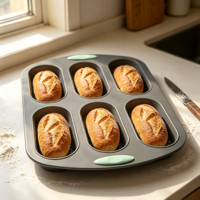Moule à baguette en silicone perforé à 6 cavités, antiadhésif, pour pain français, compatible four, pour la cuisson maison